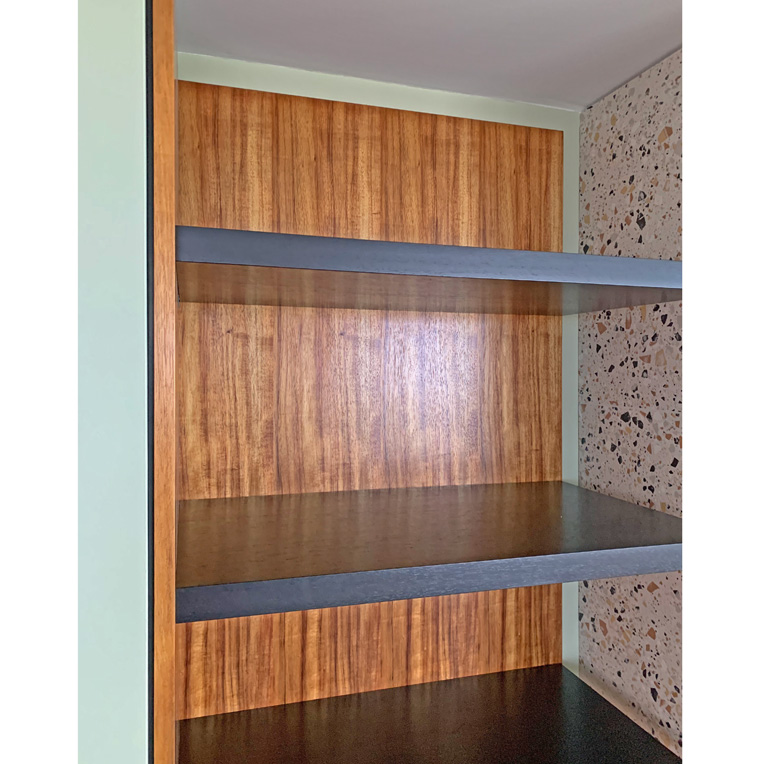 Built in Blackwood shelving unit